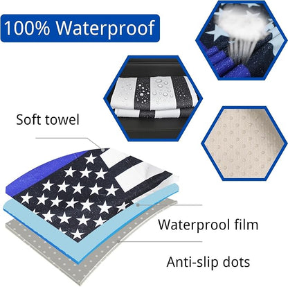 Waterproof Car Seat Cover for Front Seats, Protector for Cars SUVs Trucks, Sweat Towel Seat Covers Bucket for Gym,Workout,Beach,Hiking,Running and Swimming (American Flag Black, 2PCS) - Image 2