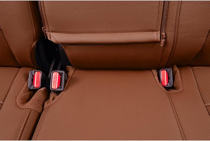 EKR Car Rogue Seat Covers 2014-2020(No Sport),Leatherette Full Set | Custom Fit for Nissan Rogue(Not for Sport) S/SV/SL 2014-2020,Faux Leather(Brown) - Image 2