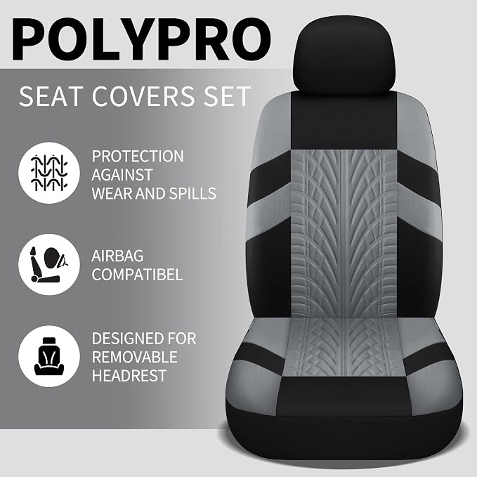 Pariitadin Car Seat Covers Full Set, Washable and Breathable Premium Cloth Automotive Vehicle Seat Cover for Car Interior, Universal Fit for Most Cars, Sedan, Truck, SUV(Black/Gray) - Image 4