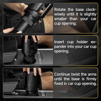 DYLEN 2Pack Cup Holder Expander with Expandable Arms, Fits 2.5-5.9" Bottles | Cup Holder Adapter Fits Owala/YETI/Hydro Flask/Stanley 12–64 oz; Most Large Bottles; Compatible with Round Cup Holders - Image 4
