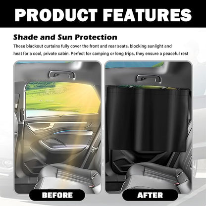 3PCS Car Privacy Curtains,Black Coated Car Window Shades Kit with Rear Window & Divider Curtain,Portable Cars Windows Curtains for Privacy and Lower Interior Temperature - Image 4