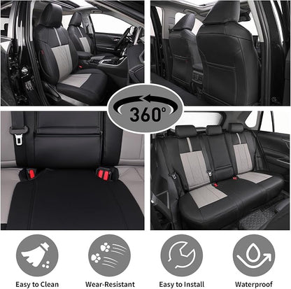 EKR Corolla Seat Covers Custom Fit for Toyota Corolla 2023 2024 2025 2026 Hybird SE&2023 2024 Hybird Nightshade, Leather Car Seat Cover Full Set-Faux Leather(Black+Light Gray) - Image 3
