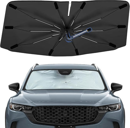 Windshield Sun Shade Umbrella for Mazda CX-50 2023-2026 Front Window | Foldable Car Sunshade, 360 Rotation Automotive Interior UV Protection for Outdoor Parking by Bocvam