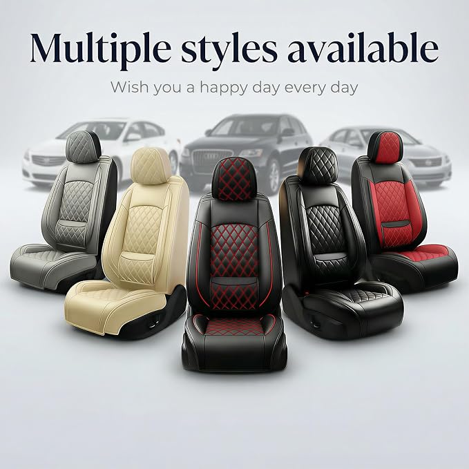 Car Seat Covers Compatible with GMC Terrain 2010-2025 2026 - Full Set 5 Seats Luxury Leather All-Weather Seat Cushions & Protectors, Waterproof & Breathable, Airbag Compatible (Redline) - Image 9