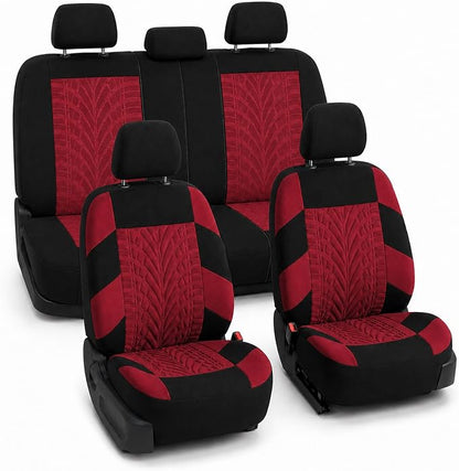 FH Group Full Set Travel Master Car Seat Covers, Airbag and Split Rear Car Seat Cover Universal Fit Interior Accessories for Cars Trucks SUV, Automotive Seat Covers, Burgundy by FHGroup