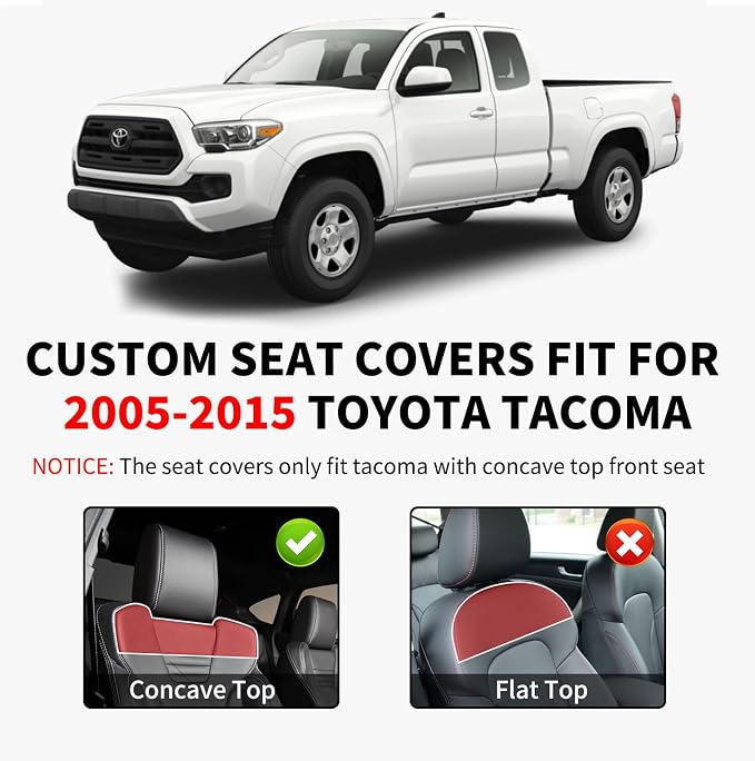 Truckiipa Tacoma Leather Seat Covers Front Pickup Truck Seat Covers Custom Fit for 2005-2015 Toyota Tacoma Double Crew Cab, Front Pair, Gray - Image 7