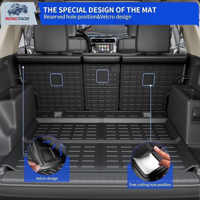 Rongtaod Cargo Mat & Backrest Mats for 2010-2024 Toyota 4Runner 5 Seats | without Sliding Tray, Trunk Mat Cargo Liner TPE All Weather Back Seat Cover Protector 2023 4 Runner Accessories - Image 4