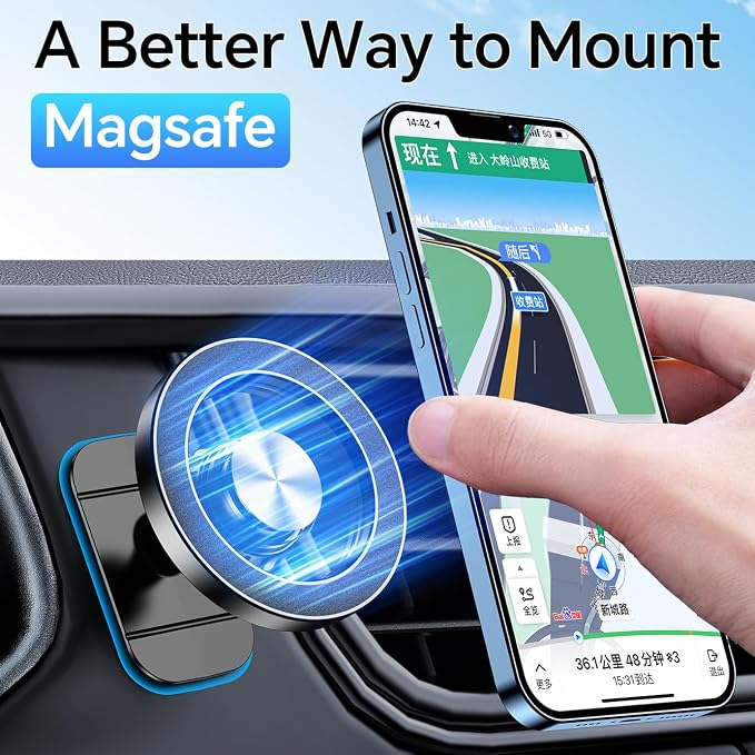 for iPhone Magsafe car Mount【20 Strong Magnets】Magnetic Phone Holder for Car Dashboard【360° Rotation】Hands Free Car Phone Holder Mount Dash Fit iPhone 15 14 13 12 Pro Max Plus MagSafe Car Accessories - Image 3