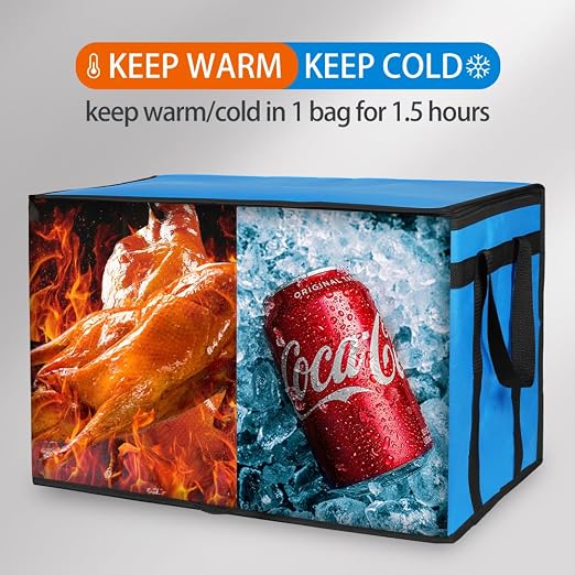 Bodaon Insulated Food Delivery Bag for Hot and Cold Meal, XXX-Large, Grocery Tote Insulation Bag for Catering, Pizza Warmer, Blue, 1-Pack | Grocery Tote Insulation Bag for Catering/Drivers for Hot and Cold Meal, Pizza Warmer, Cooler Bag, Food Warmers f... - Image 4