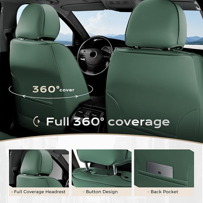 Coverado Car Seat Covers, Seat Covers for Cars, Waterproof Leather Auto Seat Protectors, Leather Car Seat Cushion, Car Interiors Accessories Universal Fit for Most Cars - Image 5