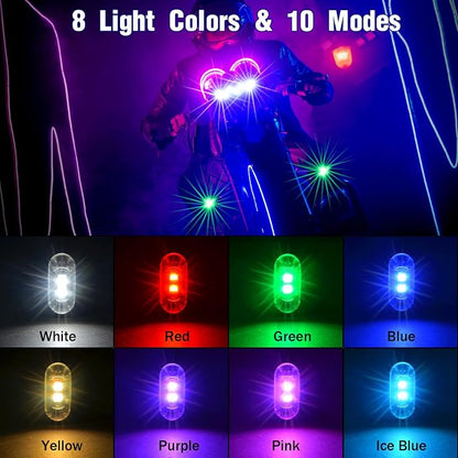 4PCS Wireless LED Strobe Lights with Remote Control, 8 Colors Rechargeable Led Lights Anti-Collision LED Emergency Warning Lights for Car Motorcycle Bike Drone Aircraft - Image 2
