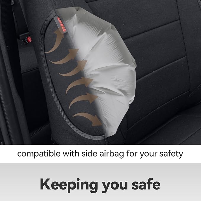 Tacoma Seat Covers Custom Fit for 2016-2023 Toyota Tacoma Access/Xtra Cab SR SR5,Fully Covered Polyester Truck Seat Protector-Full Set(Black) - Image 4