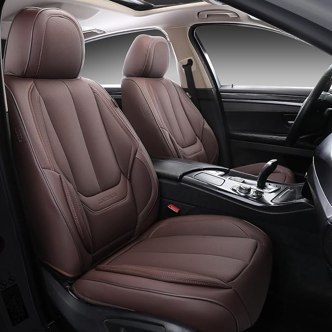 Coverado Car Seat Covers, Seat Covers for Cars, Waterproof Leather Auto Seat Protectors, Leather Car Seat Cushion, Car Interiors Accessories Universal Fit for Most Cars by COVERADOAUTO