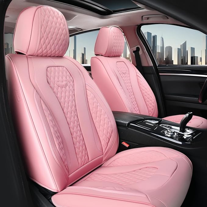 Coverado Car Seat Covers Full Set, Pink Seat Covers, Waterproof Car Seat Cover, Car Seat Cushion, Car Seat Covers Front Seats Back Seat Covers, Car Seat Protector Universal Fit Most Cars - Image 2