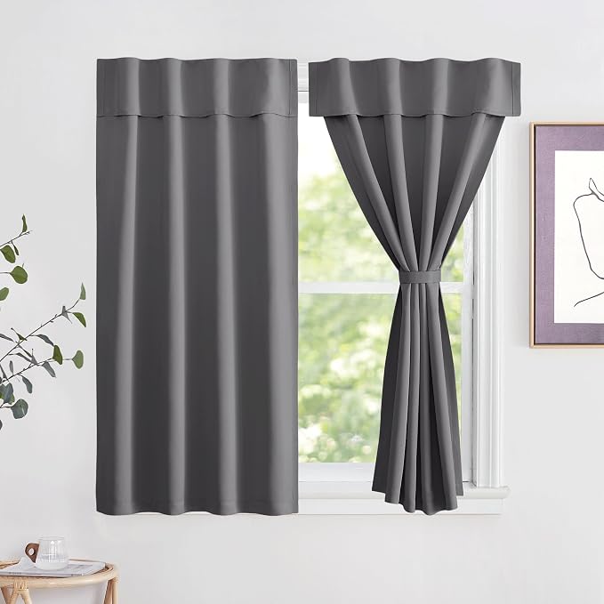 NICETOWN Grey Portable Travel Blackout Curtains 63 Inches Long for Bedroom | Self Adhesive Adjustable Draperies Window Treatment Thermal Insulated Curtains for Living Room, 1 Panel, 42" x 63" by NICETOWN