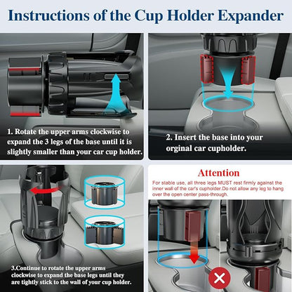 Car Cup Holder Expander, Cup Holder Extender Adapter with Expandable Arm and Adjustable Base, Compatible with Yeti Ramblers, Hydro Flasks, Stanley, Owala Most Coffee Mugs Bottles & Cups (CUP-B-1pack) - Image 7