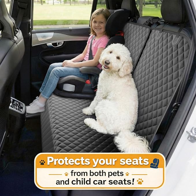 Dog Car Seat Cover for Back Seat, 60/40 Split with Armrest Access | 60" Wide • Water-Resistant Oxford • Non-Slip Backing • Black • Full-Size SUVs & Pickups - Image 6