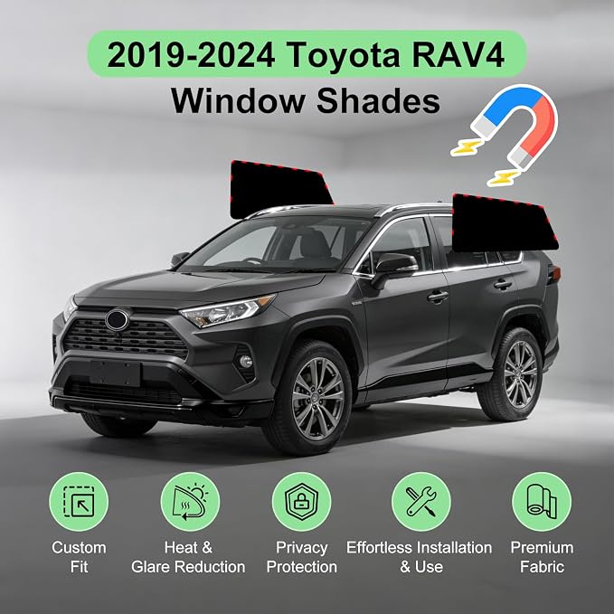 RAV4 Rear Window Shades 2019-2024, 2PCS Magnetic Suede | Custom Fit, UV & Privacy Protection, Magnetic Installation, Soft Suede Fabric - Image 2