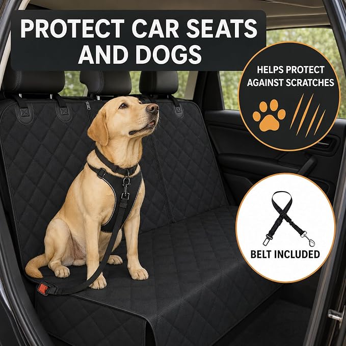 Dog Car Seat Protector, Back Seat Cover for Dogs, SUV & Car Seat Covers 62" | Fits large SUVs & full-size trucks; protects rear bench and car interior from pet hair, kid spills, baby boy mess and stains. - Image 3