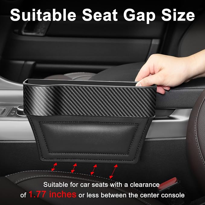 Car Seat Gap Filler Organizer, 2 Pack Car Console Organizer with Cup Holder | Auto Console Side Storage Box with 2 Seat Hooks, Car Organizer Front Seat for Drink, Phones, Keys, Fit for Car SUV Truck - Image 3