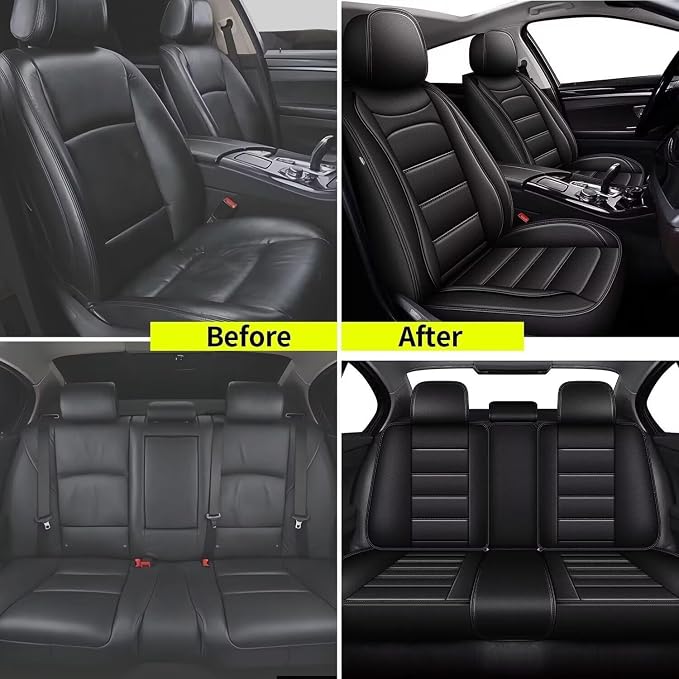 IKABEVEM Car Seat Covers Full Set Fit for Infiniti QX55 2022-2025 2026: 5 Seats Auto Interior Accessories, Faux Leather Waterproof Seat Cushions Vehical Cover (Black) - Image 5