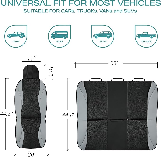 Skechers Car Seat Covers,Leather Seat Covers with GOGA Mat Technology,Waterproof Car Seat Covers Front Seats,Airbag Compatible,Comfort Universal Fit for Most Cars,Vans,Trucks,SUVs,Grey - Image 5