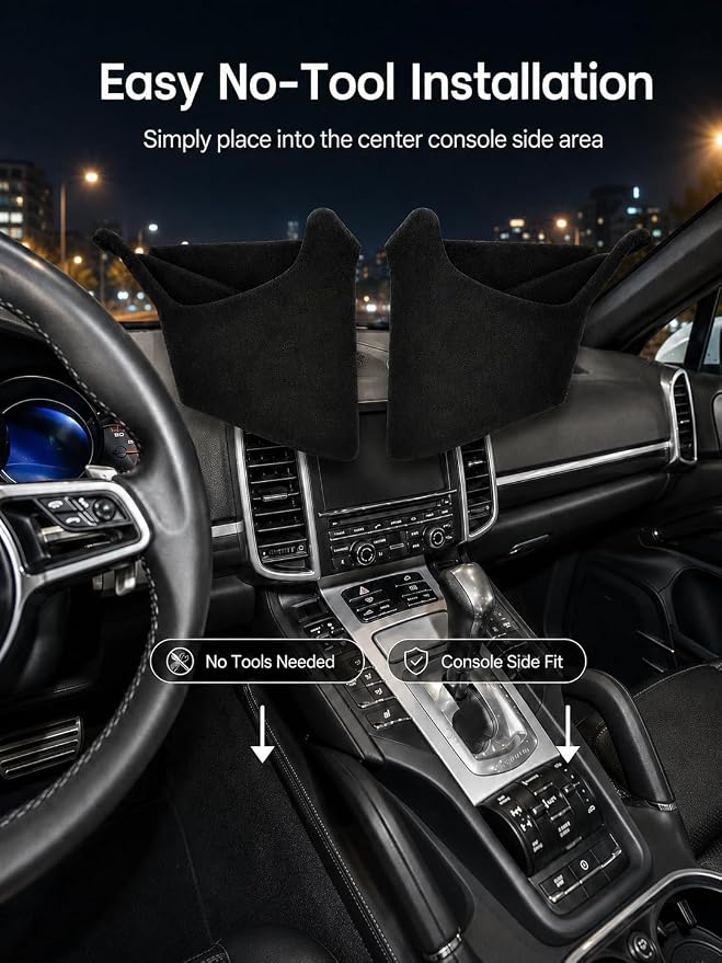SnowJade A Pair Center Console Side Storage Pocket Organizer for 2011-2018 Porsche Cayenne Accessories, Car Seat Side Organizer, Anti-Drop Seat Console Organizer, Phone Keys Sunglasses Holder Black - Image 4