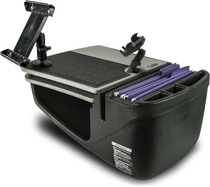 AutoExec AE-GMCD-PM-TAB-GT GripMaster Car Desk for Your Vehicle Workstation and Mobile Office, Grey with Phone Mount and Tablet Mount | Vehicle Workstation, Mobile Office, Phone Mount, Tablet Mount by AutoExec
