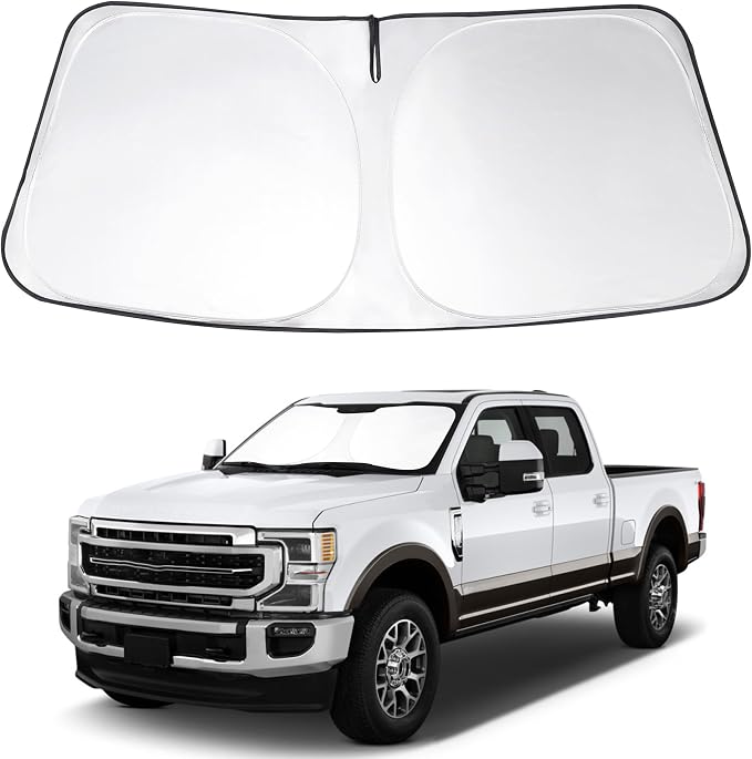 Windshield Sun Shade for 2017-2026 Ford F250 F350 F450 F550 | Full covered for windshield, Foldable & Durable, Block UV Rays, Reduce Heat, Easy to install, Keeps Car Cooler by LHFLIVE