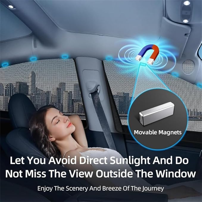Mesh Car Side Window Shades with Magnets,Block UV Protection Cars Privacy Shades,Privacy Curtains for Napping Mosquito Repelling,Back Window Covers for Car - Image 2