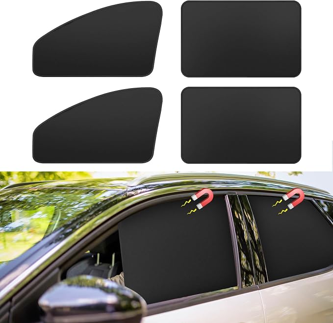 Magnetic Car Window Shades - 100% Block Light Car Curtains - 4Pcs | Universal Fit Side Window Sun Shades Car Window Covers Keep Cooler Feeling, Thicken(thickset, 4pcs) - Image 9