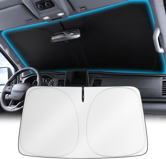 Wigoo Windshield Sunshade X-Large(69"x38") | Better Coverage with Adjustable Center, 100% Light Blocking, Cooling Tech Durable Fabric, Includes Storage Bag, Odor-free by wigoo