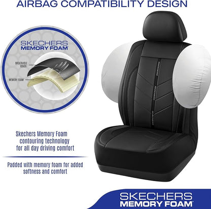 Skechers Car Seat Covers,Luxury Faux Leather Seat Covers,Waterproof Anti Slip Car Seat ProtectorFull Set,Car Accessories Airbag Universal Fit for Most Cars,Vans,Trucks,SUV,Black - Image 5