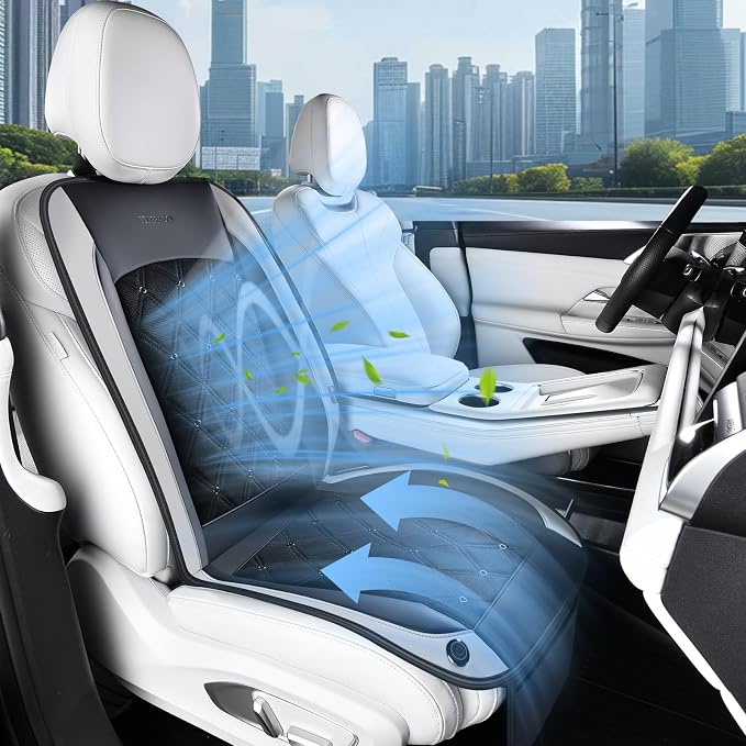 Coverado Cooling Car Seat Cover, 12V-24V Ventilated Front Seat Cushion for Car, 3-Speed Adjustable Seat Cover for Summer Driving Seat, Universal Fit for Car SUV Truck Van by COVERADOAUTO