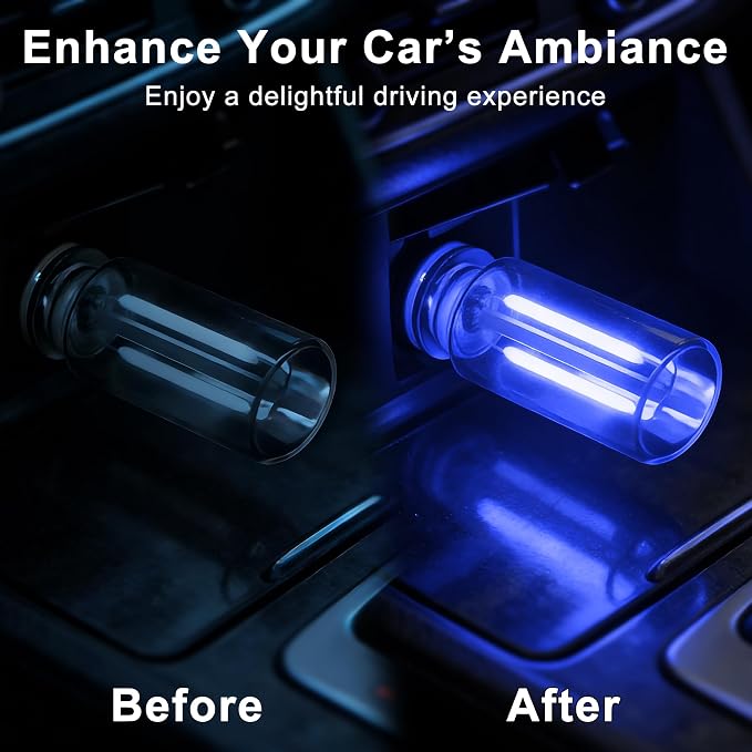 Car USB Night Light Touch Dimmable - 1-Pack Retro LED Filament Lamp for Truck Interior, Bedroom & Camping | Glass Bottle Ambiance Lighting (Blue) - Image 3