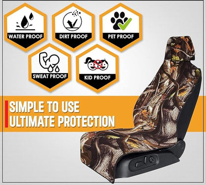Gear Camo Premium Universal Fit Waterproof Stain Resistant Car Seat Cover Neoprene Non-Slip Bucket Seat Hunting Dog & Sweat Proof Protector Save Your Leather Cloth Seats Auto Van Truck SUV Sedan - Image 5