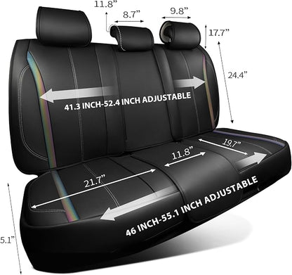 CAR PASS Back Seat Covers, Nappa Leather Rear Seat Bench Cushion Waterproof Breathable Back Row Protector Universal Fit for Car Sedan SUV Pickup Truck, Back Rear Black Chameleon Iridescent Reflective - Image 7