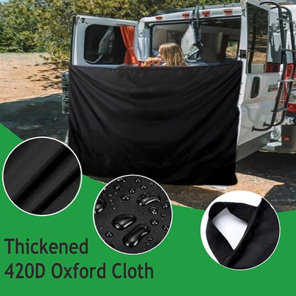 Van Rear Door Shower Curtain, 86.6 * 57inch Waterproof 420D Oxford Cloth Adjustable Van Rear Door Covers Car Privacy Changing Curtain with Magnetic Hooks for Camping, RV Travel - Image 4