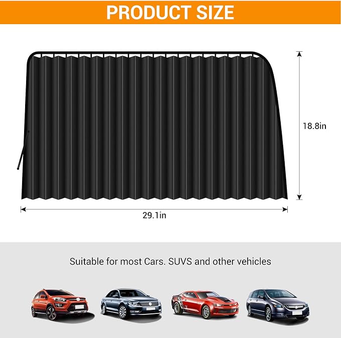 ZATOOTO Car Side Window Sun Shades, Car Curtains for Windows, UV‑Block | Blackout Privacy, Heat Insulation, Metal Frame Fit, Beige Pleated Shades, 2 Packs Shade for Family Travel, Baby, Pet - Image 5
