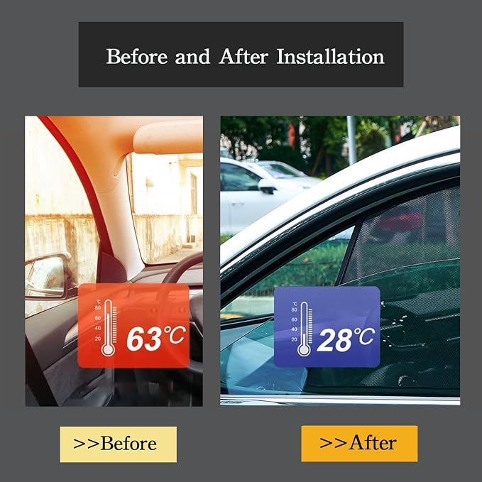 Car Magnetic Sun Protection Curtain 5Pack Fit for Toyota Camry 2007 2008 2009 2010 2011 UV Protection, Insect Screen, Rear Passenger Side Window Visor-Black - Image 2