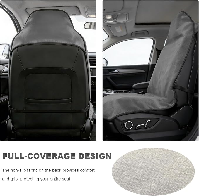 Car Towel Seat Cover, Waterproof Non-Slip Bucket Seat Protector for Running Swimming Hiking, Universal Machine Washable Front Seats Towel Protective Cover for Car SUV Truck (Gray) - Image 4