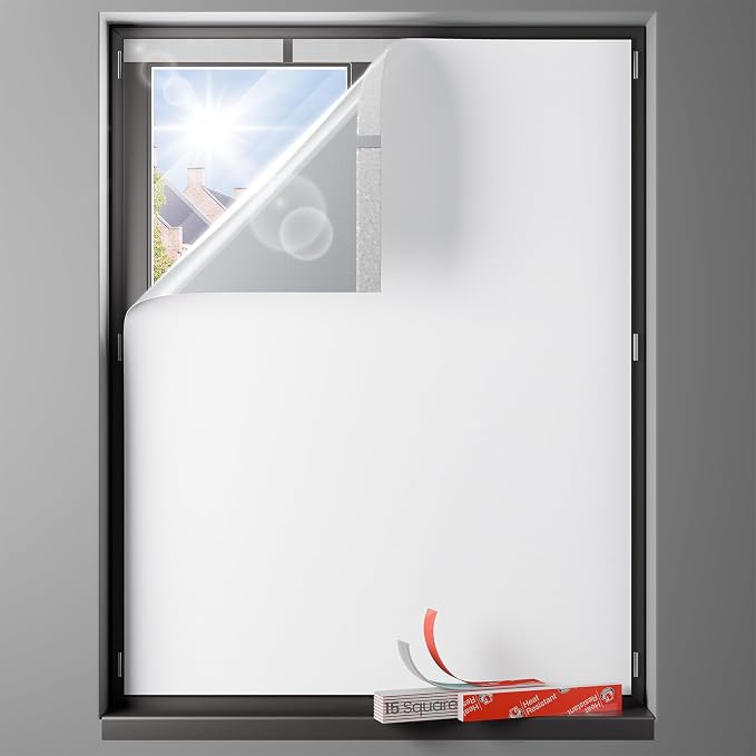 Sumobaby Blackout Curtains Portable 48”x48” No Drill Black Out Window Cover | 100% Blackout Shades with Heat-Resistant Hook&Loop Tapes,Thermal Insulated Window Blinds for Home,Nursery(1 Panel,White) by Sumobaby