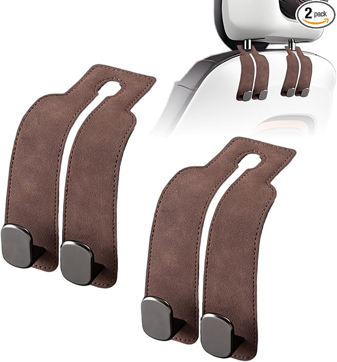 Car Purse Hook Purse Hook for Car Seats Headrest Car Seat Hooks,Heavy Duty Vehicle Organizer for Handbags, Groceries, Purses, Keep Car Tidy (Brown, 2 Pack) by JinnEterriAutoPart