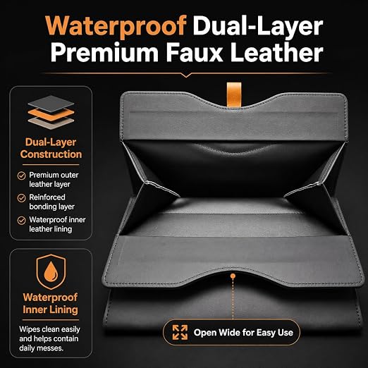 COZILO Leather Car Trash Can, Leak-Proof Odor-Lock Car Garbage Can with 60 Liners, Magnetic Closure, Liner-Hold Design, Storage Pocket & Metal Hooks, Hanging Car Trash Bin for SUV Sedan Truck - Image 4