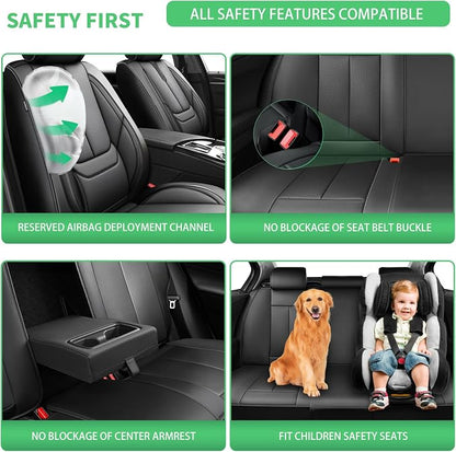 Fit Versa Car Seat Covers for Nissan Versa 2007-2024 2025 2026 -Upgraded Premium Waterproof & Breathable Leather, Airbag Compatible, All-Weather Seat Cushion Protector,2 Front/Black - Image 5