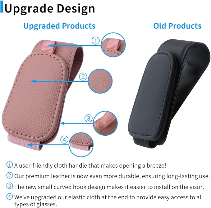 Yuoyar 2 Packs Magnetic Sunglass Holder for Car Visor (Pink) | Magnetic Interior Car Accessories - Image 2