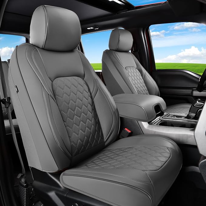 Huidasource Silverado Seat Cover, Sierra Seat Cover fit for Chevy Silverado/GMC 2014-2018 1500, 2015-2019 2500HD 3500HD Crew Double Extended Cab, Thickened Nappa Leather Truck Seat Covers, Black&Blue by Huidasource