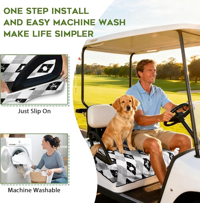 Golf Cart Seat Covers Club Car Golf Cart Accessories for Men Women Golf Carts Seat Towel Blanket 2-Seat Golf Cart Decorations - Image 3