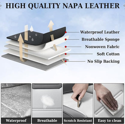 Coverado Car Seat Covers, Front Covers for Cars, Car Seat Cover Front Seats, Automotive Seat Cover, Waterproof, Leather Car Seat Cushion, Universal Interior Covers Seat Protectors for Most Cars - Image 5