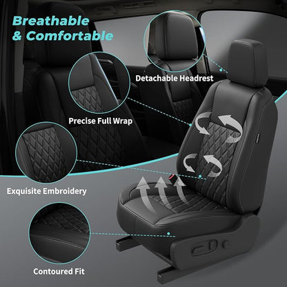 Custom Seat Covers for Toyota Highlander 2014-2019 8 Seats Black | faux leather, 2nd row 40/60 split bench, waterproof, breathable, airbag compatible, stain resistant, easy install - Image 7